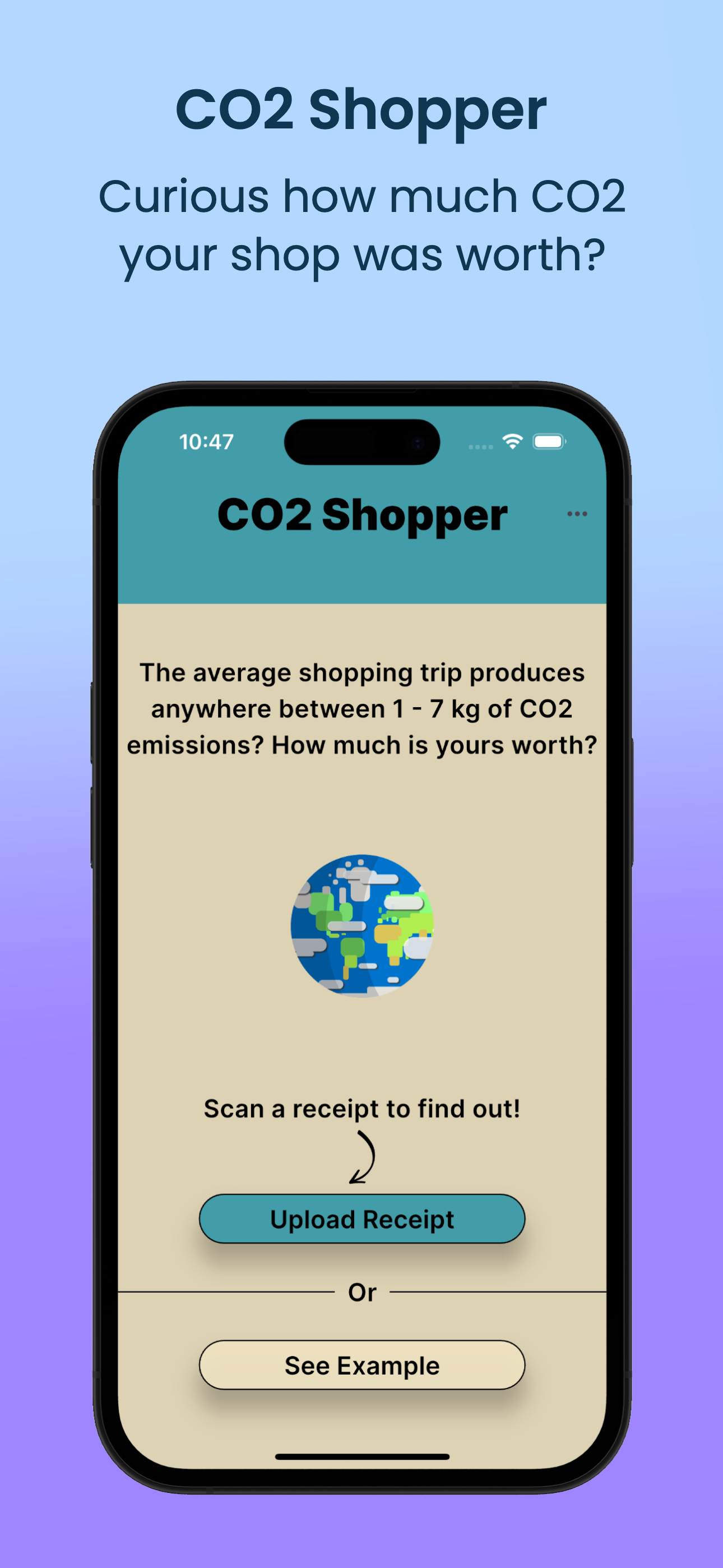 CO2 Shopper scan screen