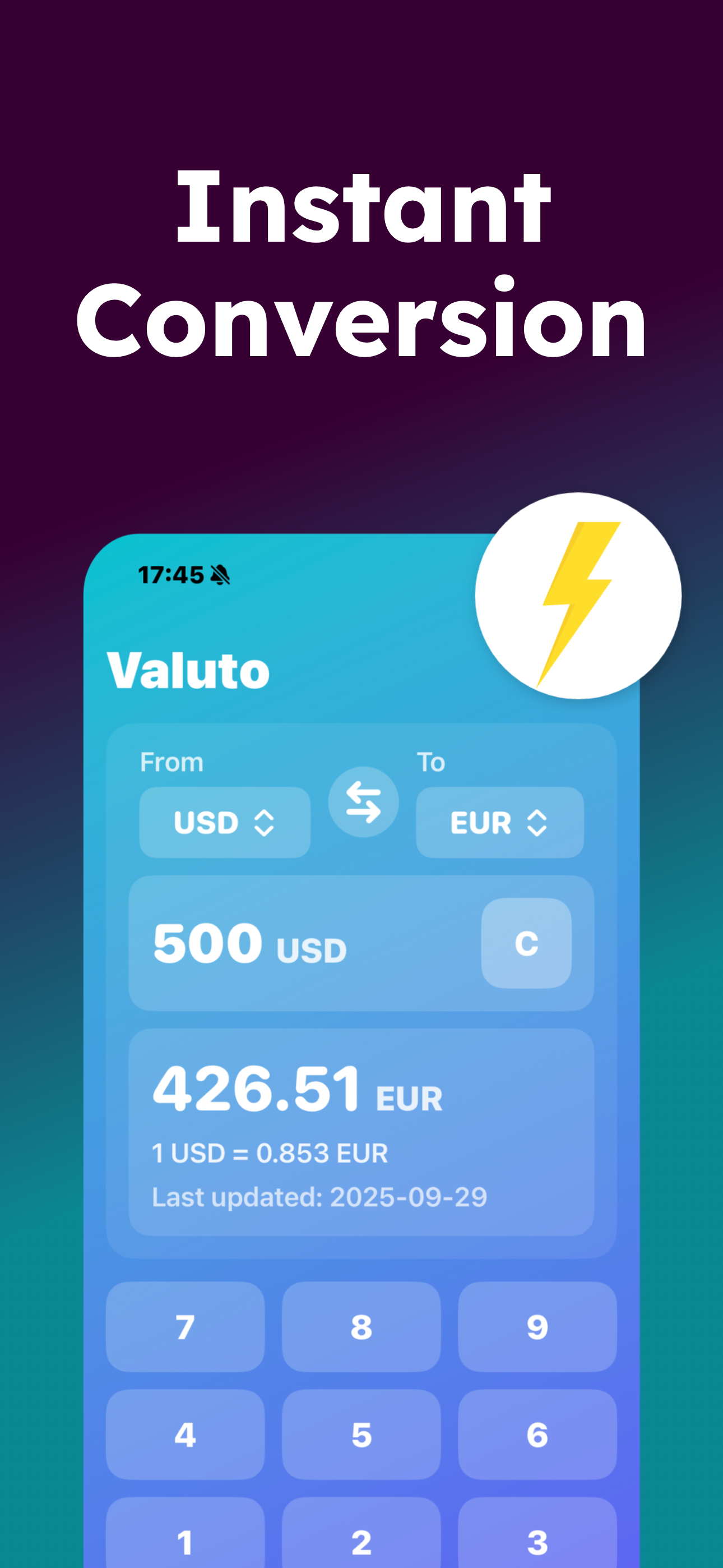 Valuto main conversion screen