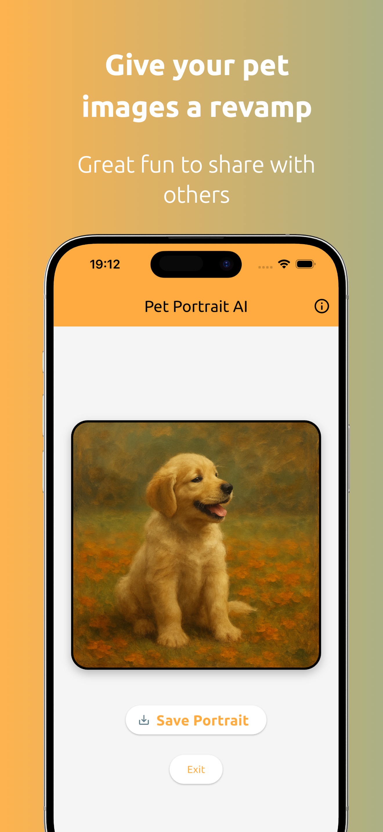 Pet Portrait AI home screen