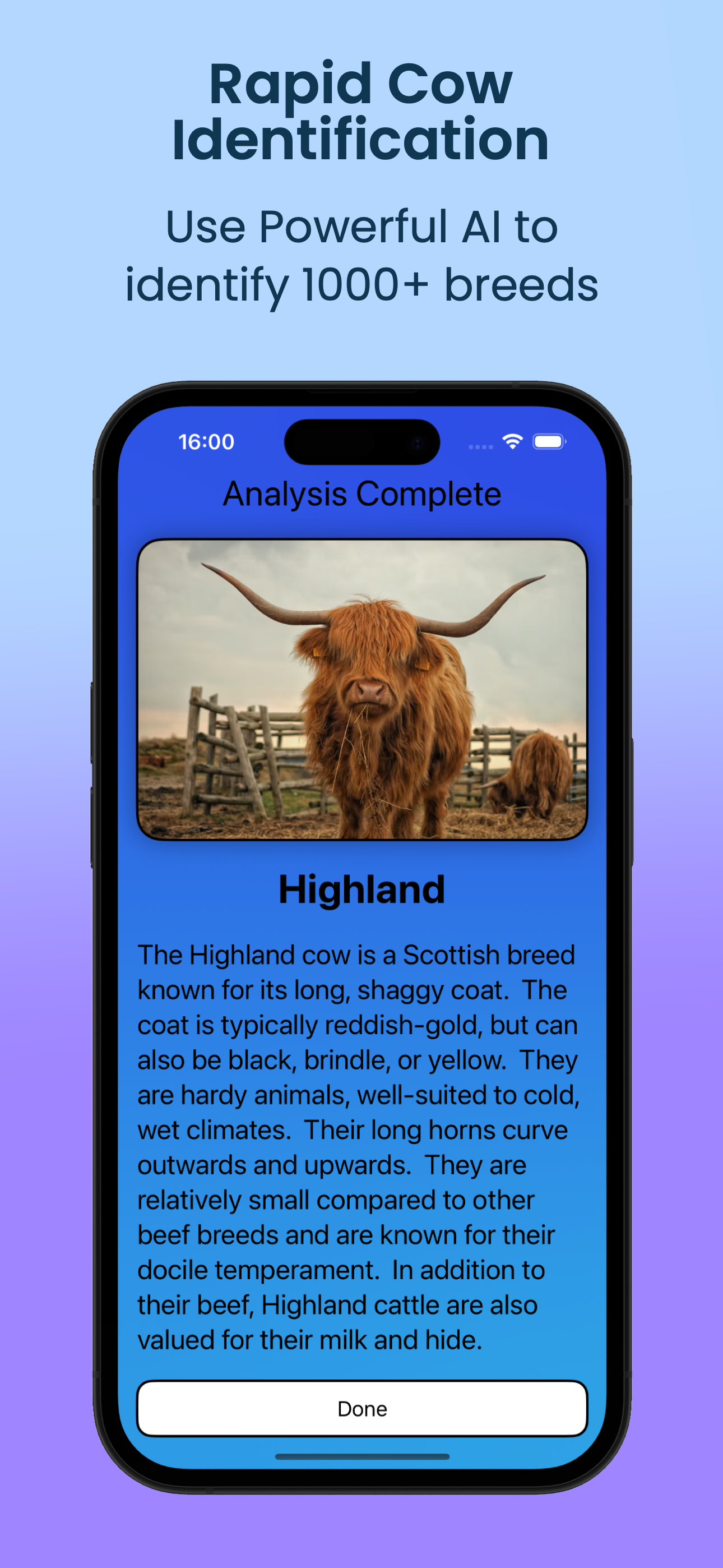What Cow identification screen